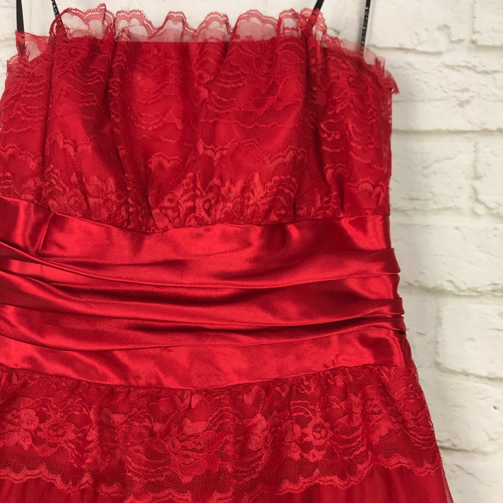 Masquerade Strapless Layer Lace Tulle Formal Dress - Picture 3 of 8